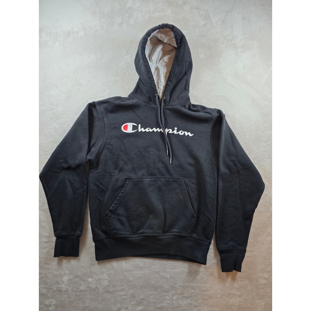 Champion Hoodie Sweatshirt Mens S Black Fleece Pullover Pocket Athleisure
